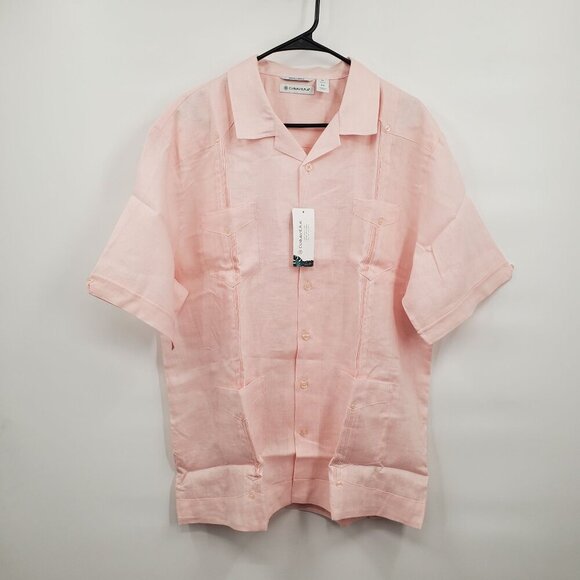 Cubavera 100% Linen Short Sleeve Button-Down Guayabera Shirt Men Size XL NWT - Picture 3 of 14